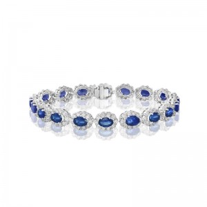 14K White Gold Diamonds Halo Bracelet