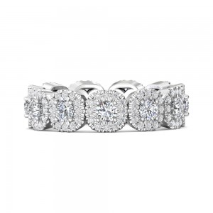 FlyerFit® 14K White Gold Micropave Cutdown Wedding Band