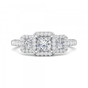 FlyerFit® 14K White Gold Three Stone Engagement Ring