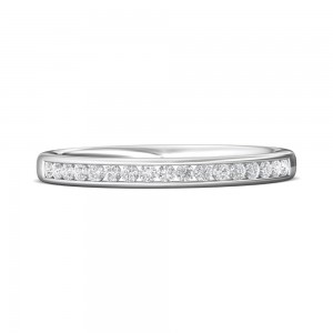 FlyerFit® 14K White Gold Channel Wedding Band