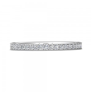 FlyerFit® 14K White Gold Micropave Bead Set Wedding Band