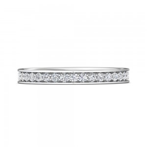 FlyerFit® 14K White Gold Micropave Bead Set Wedding Band