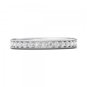 FlyerFit® 14K White Gold Micropave Bead Set Wedding Band