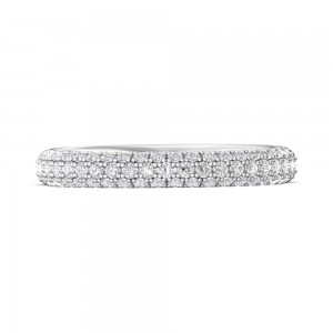 FlyerFit® 14K White Gold Micropave Wedding Band