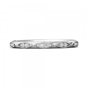 FlyerFit® 14K White Gold Micropave Bead Set Wedding Band