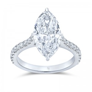 3.05 Carat Marquise Diamond ring with Accented Band