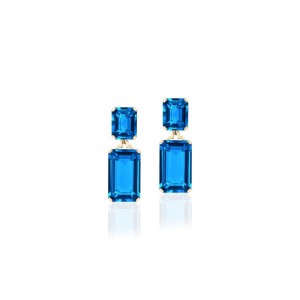18K Yellow Gold Gossip Collection Emerald Cut Double Drop Earrings