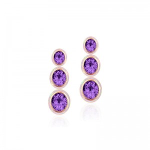 18K Rose Gold Melange Collection, Three Teir Oval Earrings