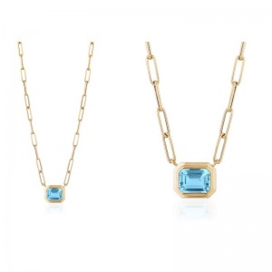 18K Yellow Gold  Manhattan Collection Emerald Cut Bezel Set Pendant