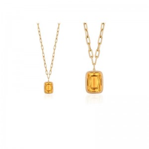 18K Yellow Gold Manhattan Collection, Cushion Cut Pendant