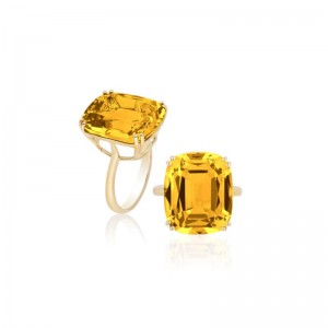18K Yellow Gold Gossip Colleciton Cushion Cocktail Ring
