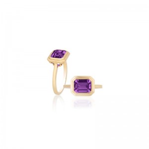 18K Yellow Gold Manhattan Collection Emerald Cut East-West Ring