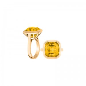18K Yellow Gold  Manhattan Collection Open Gallery Cushion Ring