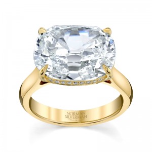 9.18 Carat East West Cushion Diamond Ring
