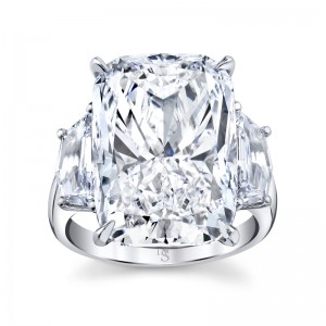 16.71 Carat Cushion Diamond 3-Stone Ring