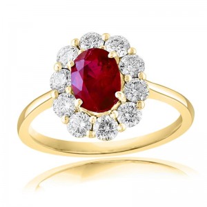 18K Yellow Gold Diamonds Halo Ring