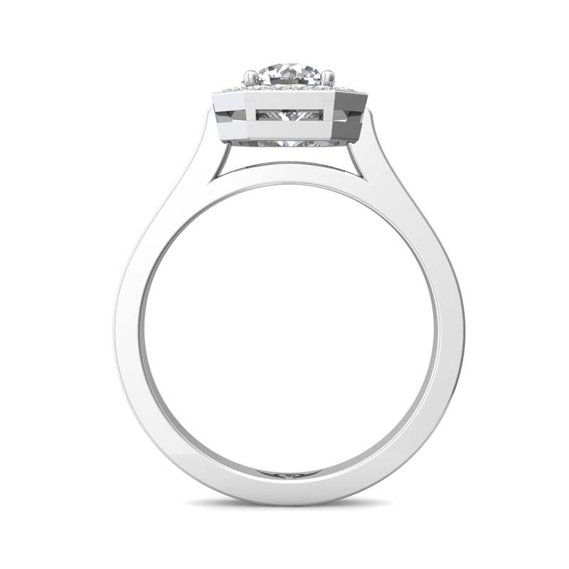 FlyerFit® 14K White Gold Micropave Halo Engagement Ring