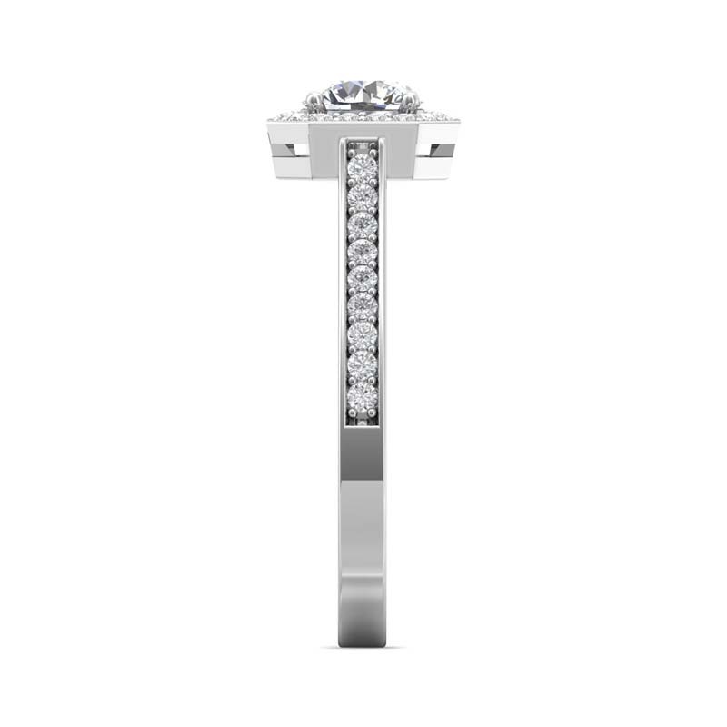 FlyerFit® 14K White Gold Micropave Halo Engagement Ring