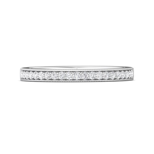 FlyerFit® 14K White Gold Micropave Bead Set Wedding Band