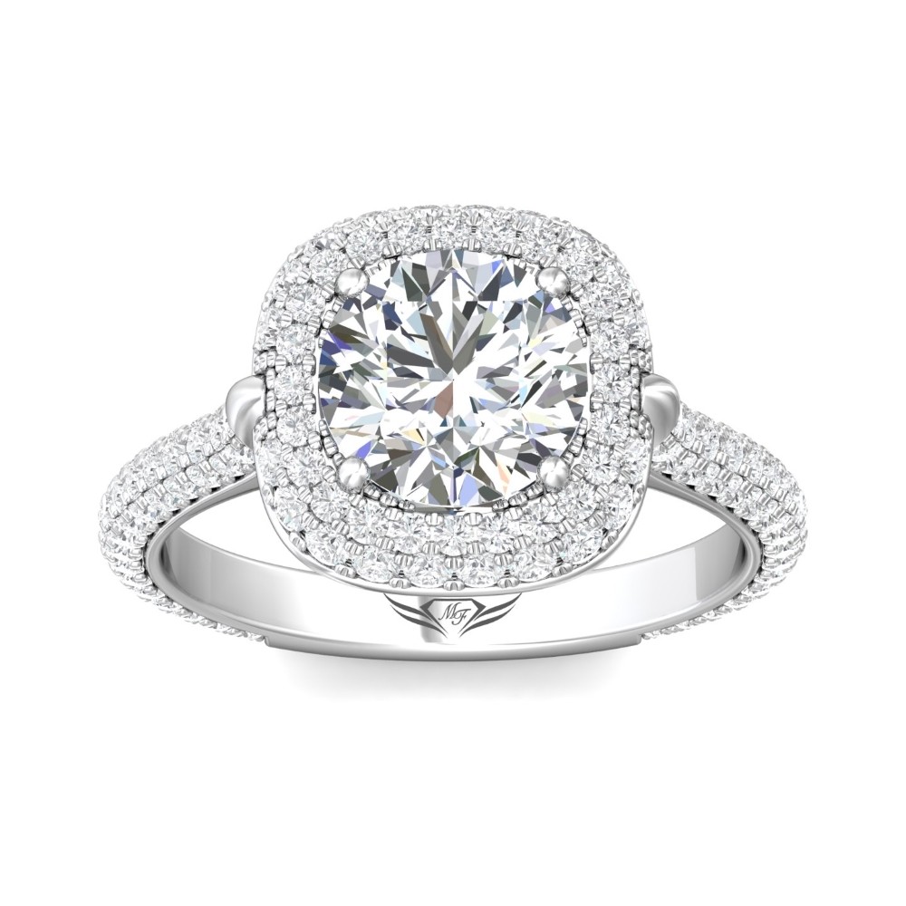 FlyerFit® 14K White Gold Micropave Halo Engagement Ring