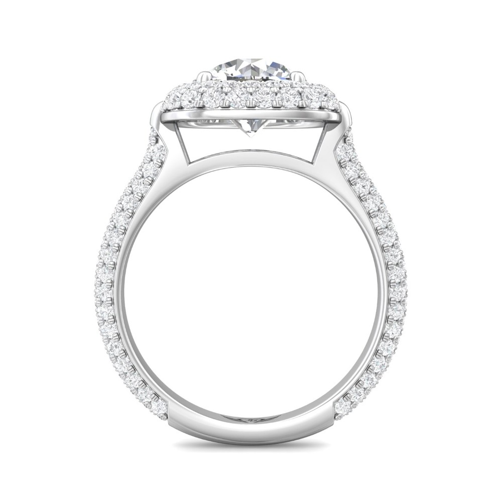 FlyerFit® 14K White Gold Micropave Halo Engagement Ring