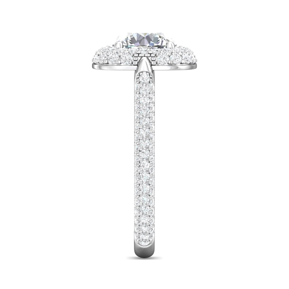 FlyerFit® 14K White Gold Micropave Halo Engagement Ring