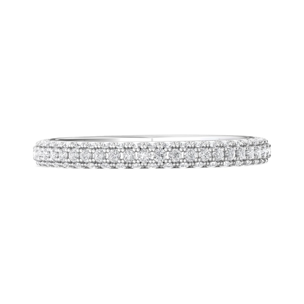 FlyerFit® 14K White Gold Micropave Wedding Band