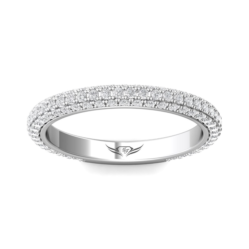 FlyerFit® 14K White Gold Micropave Wedding Band