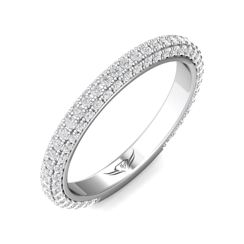 FlyerFit® 14K White Gold Micropave Wedding Band