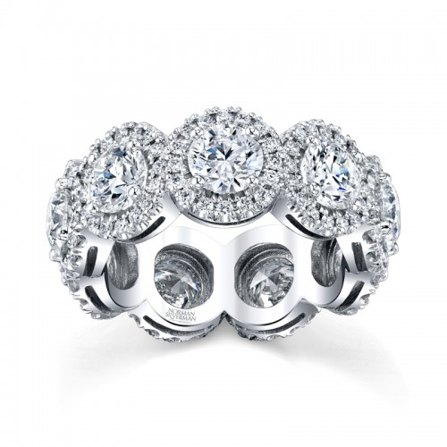 Round Diamond Eternity Band with Pave Halo