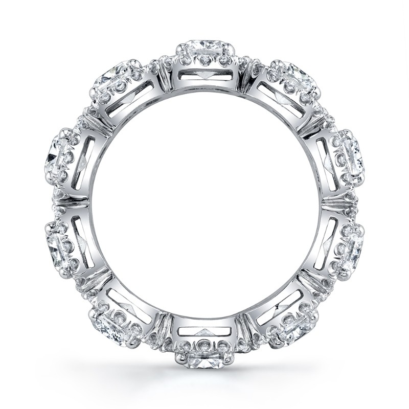 Round Diamond Eternity Band with Pave Halo