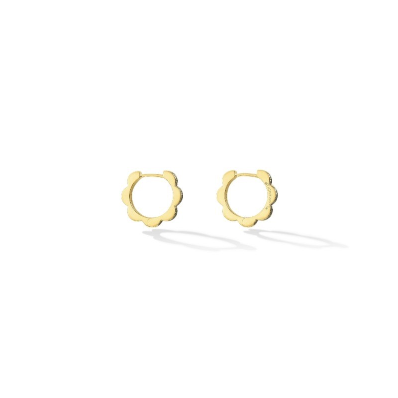 18k Yellow Gold Black And White Diamond Bloom Triplet Hoop Earrings
