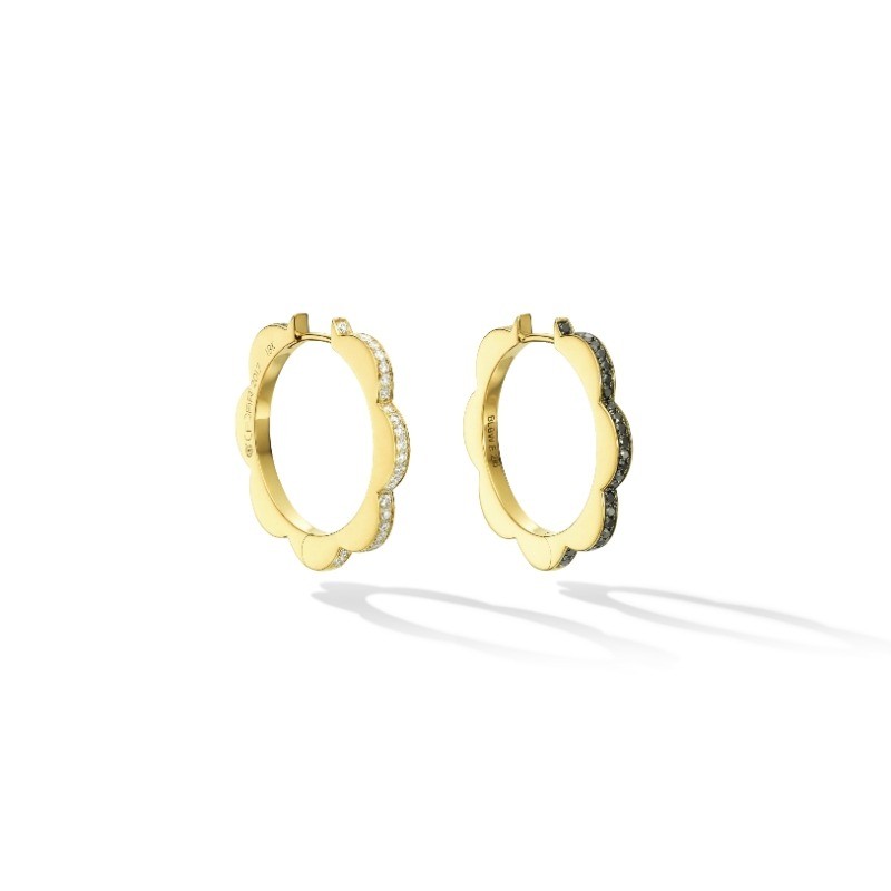 18K  Diamond Bloom Hoop Earrings