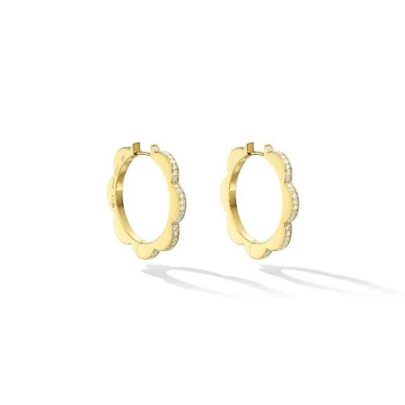 18K  Diamond Bloom Hoop Earrings