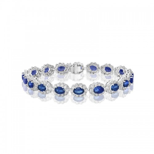 14K White Gold Diamonds Halo Bracelet