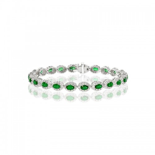 14K White Gold Diamonds Small Halo Bracelet