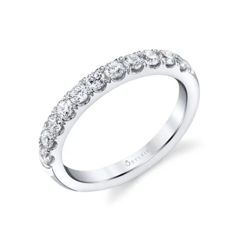 Classic Wedding Band With Shared Prongs