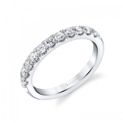 Classic Wedding Band With Shared Prongs