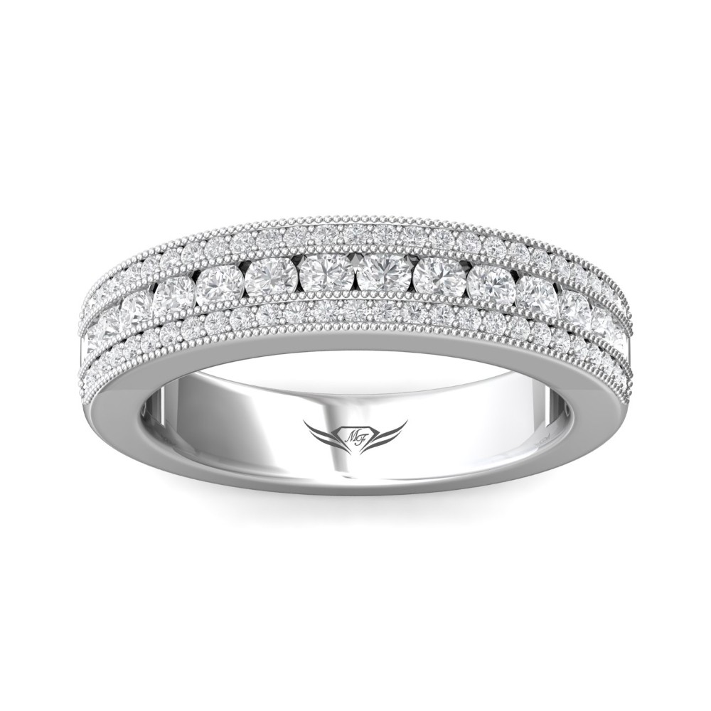 FlyerFit® 14K White Gold Channel Wedding Band