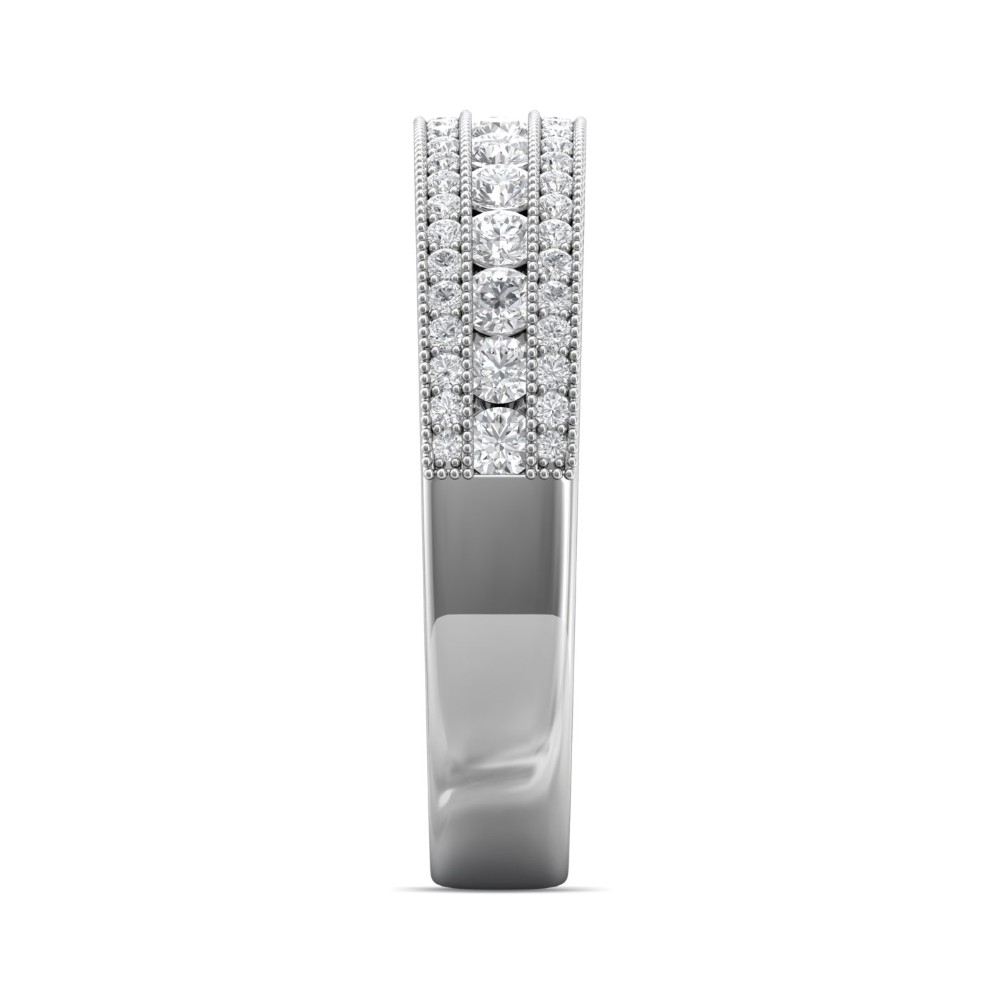FlyerFit® 14K White Gold Channel Wedding Band