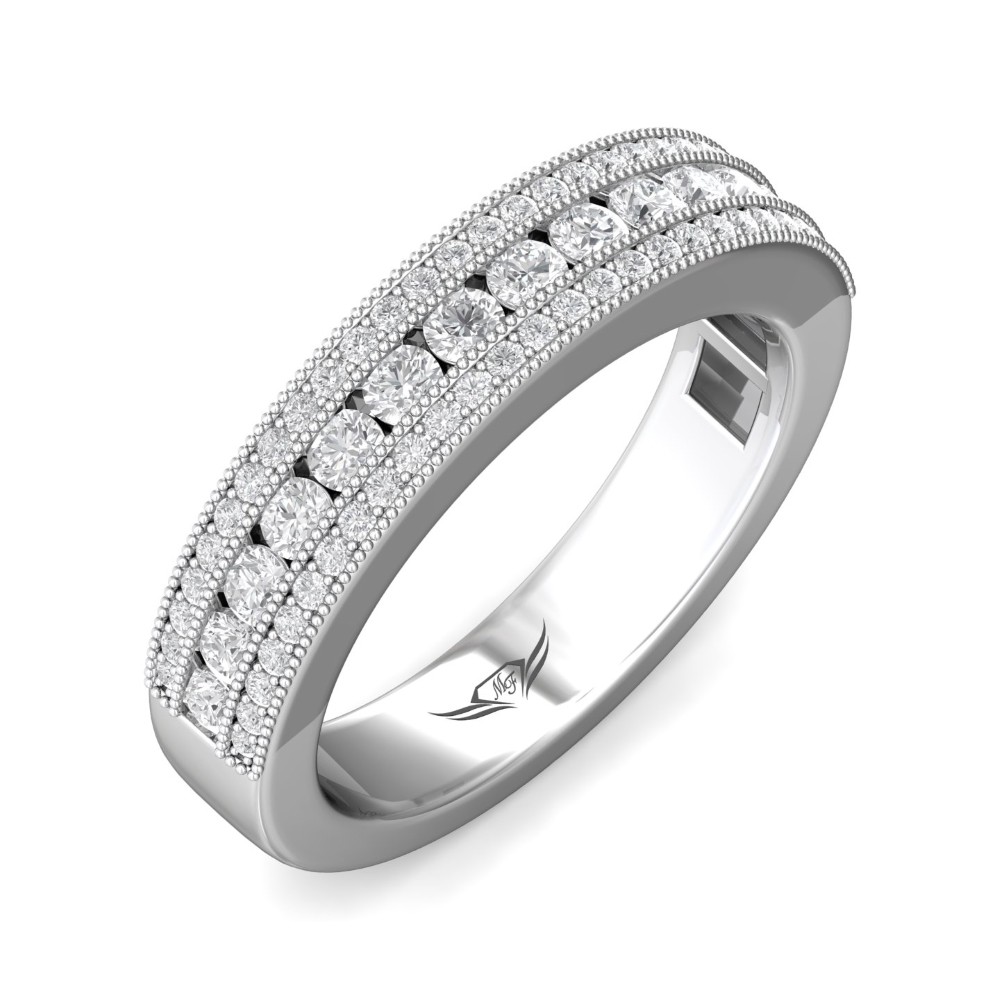 FlyerFit® 14K White Gold Channel Wedding Band