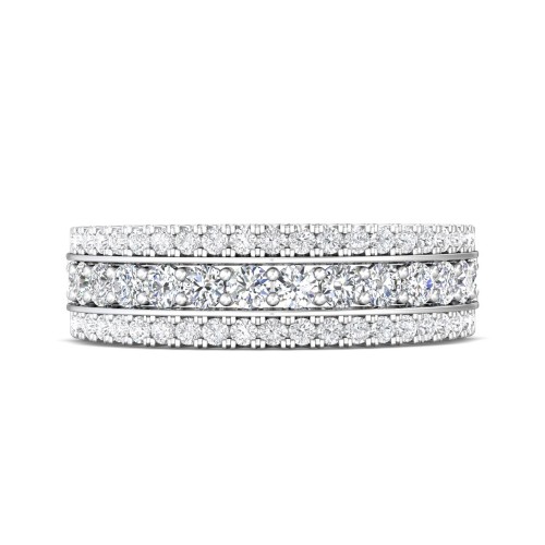 FlyerFit® 14K White Gold Channel Wedding Band