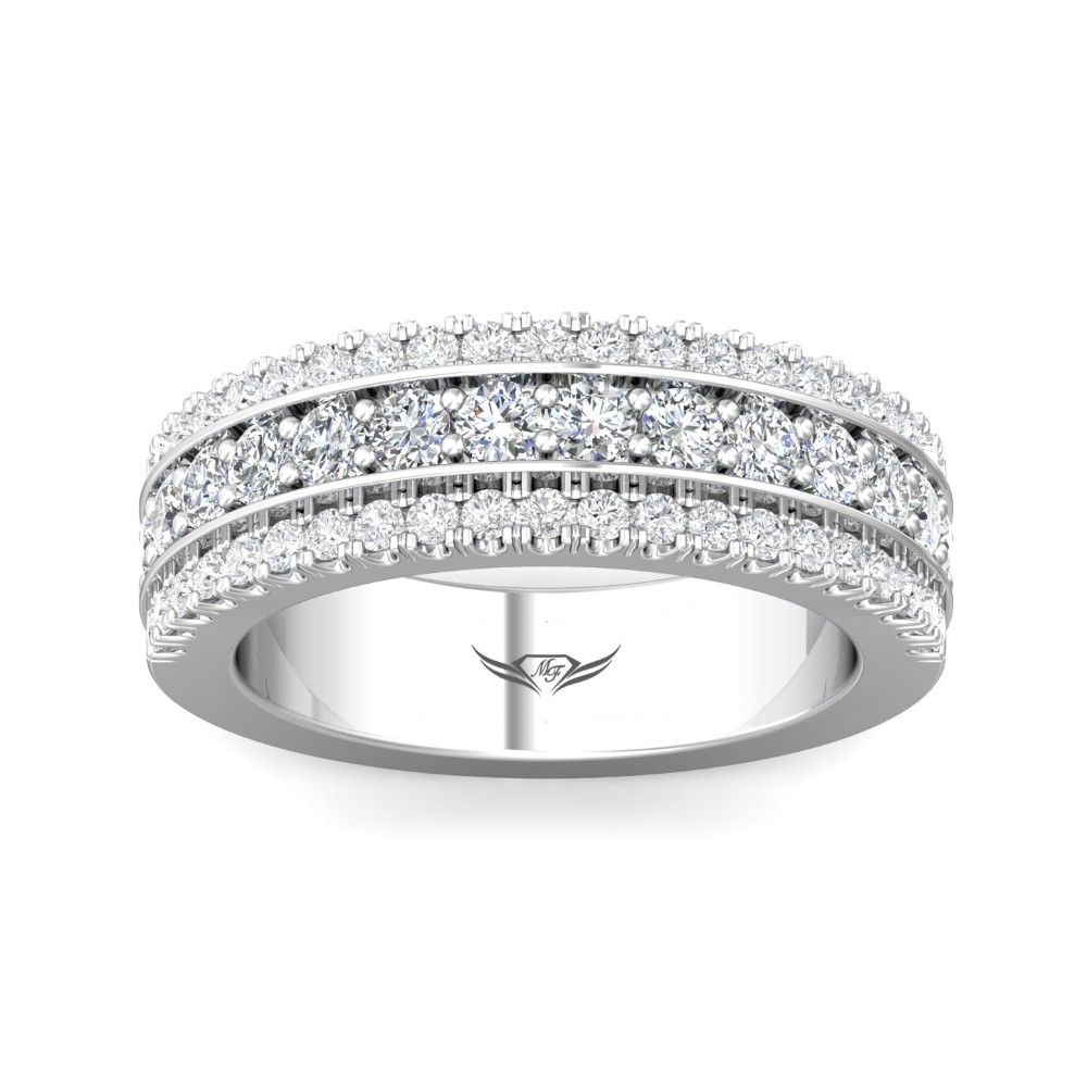 FlyerFit® 14K White Gold Channel Wedding Band