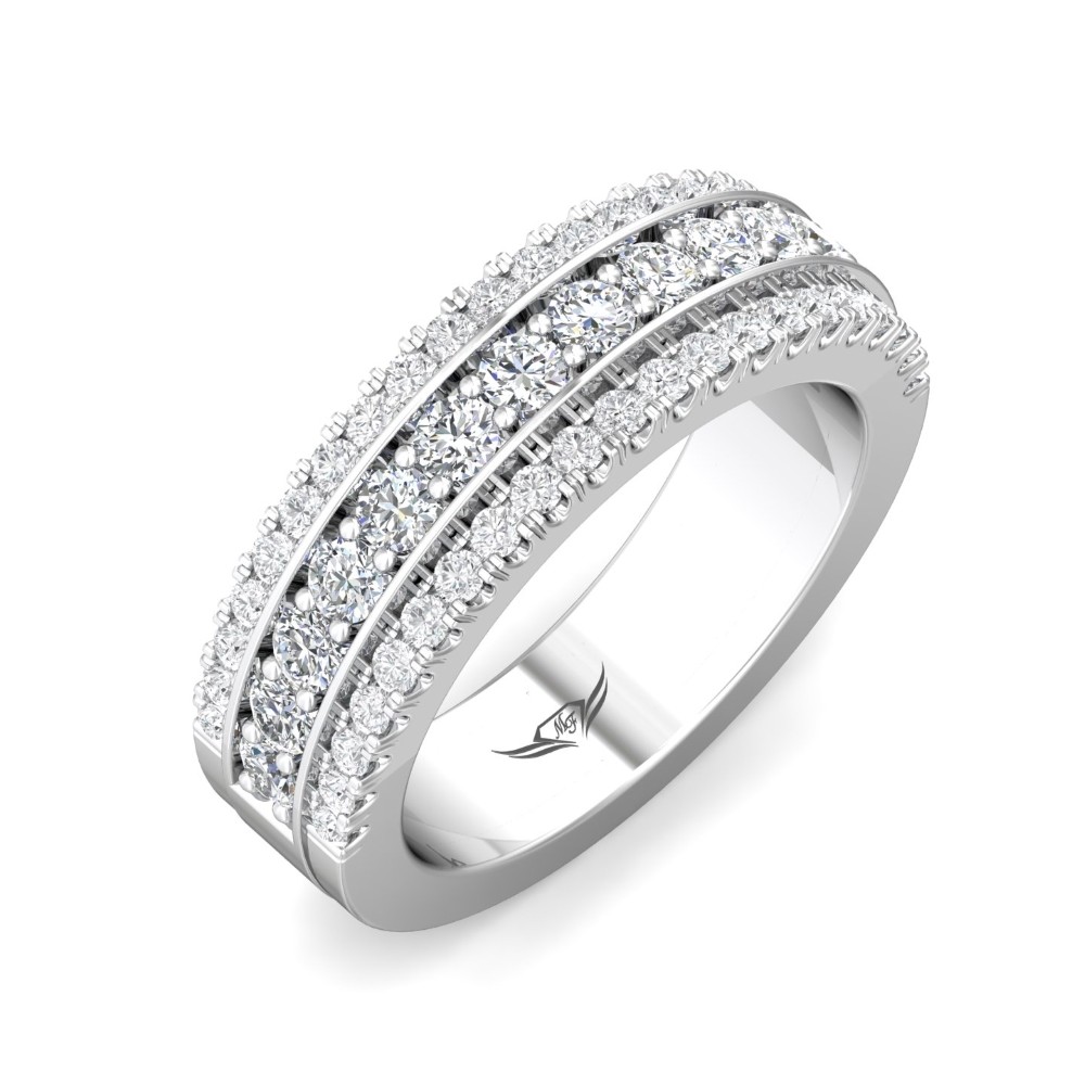 FlyerFit® 14K White Gold Channel Wedding Band