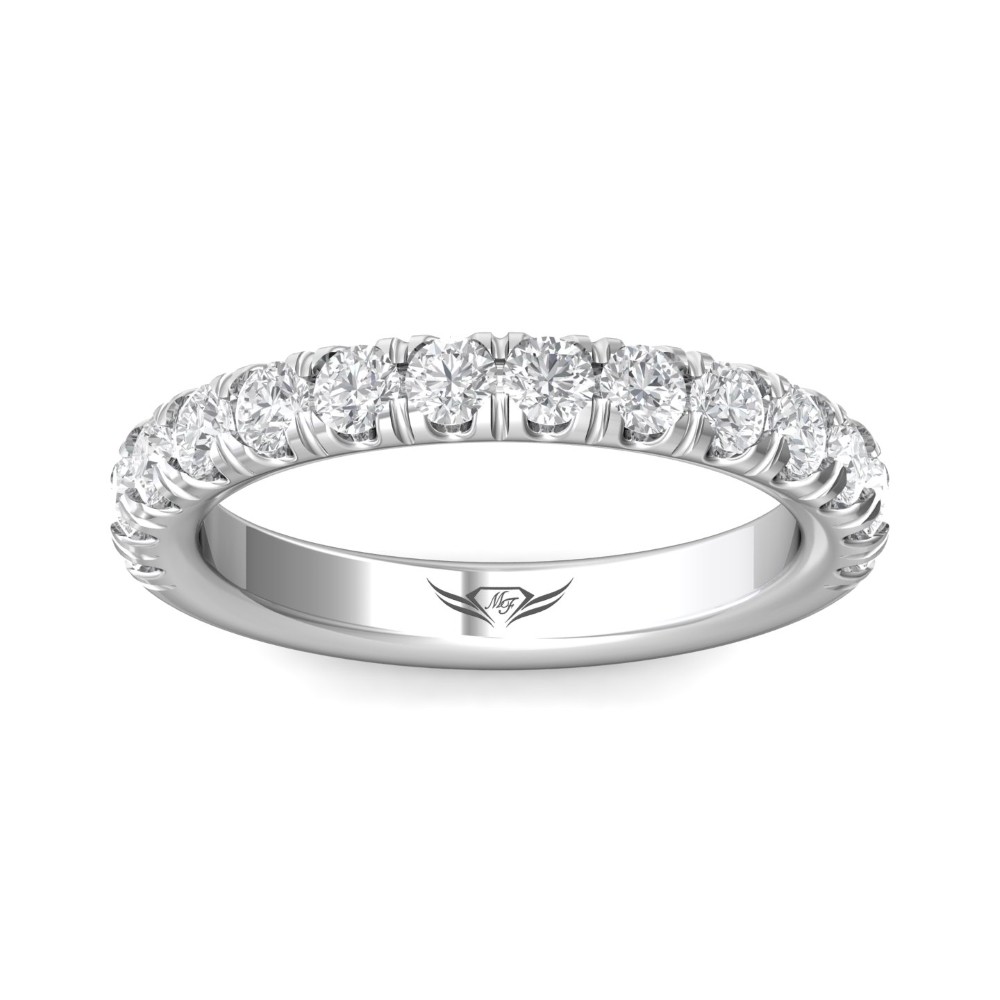 FlyerFit® 14K White Gold Micropave Cutdown Wedding Band