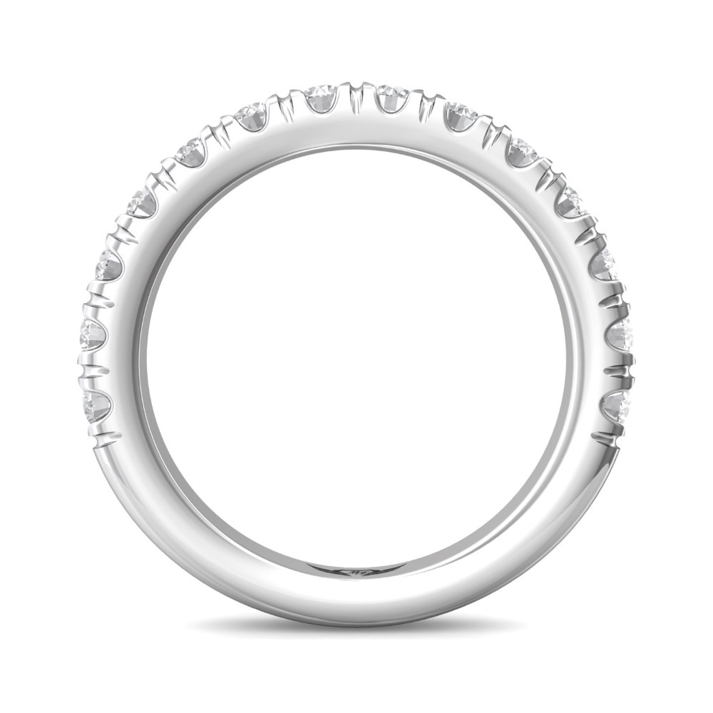 FlyerFit® 14K White Gold Micropave Cutdown Wedding Band