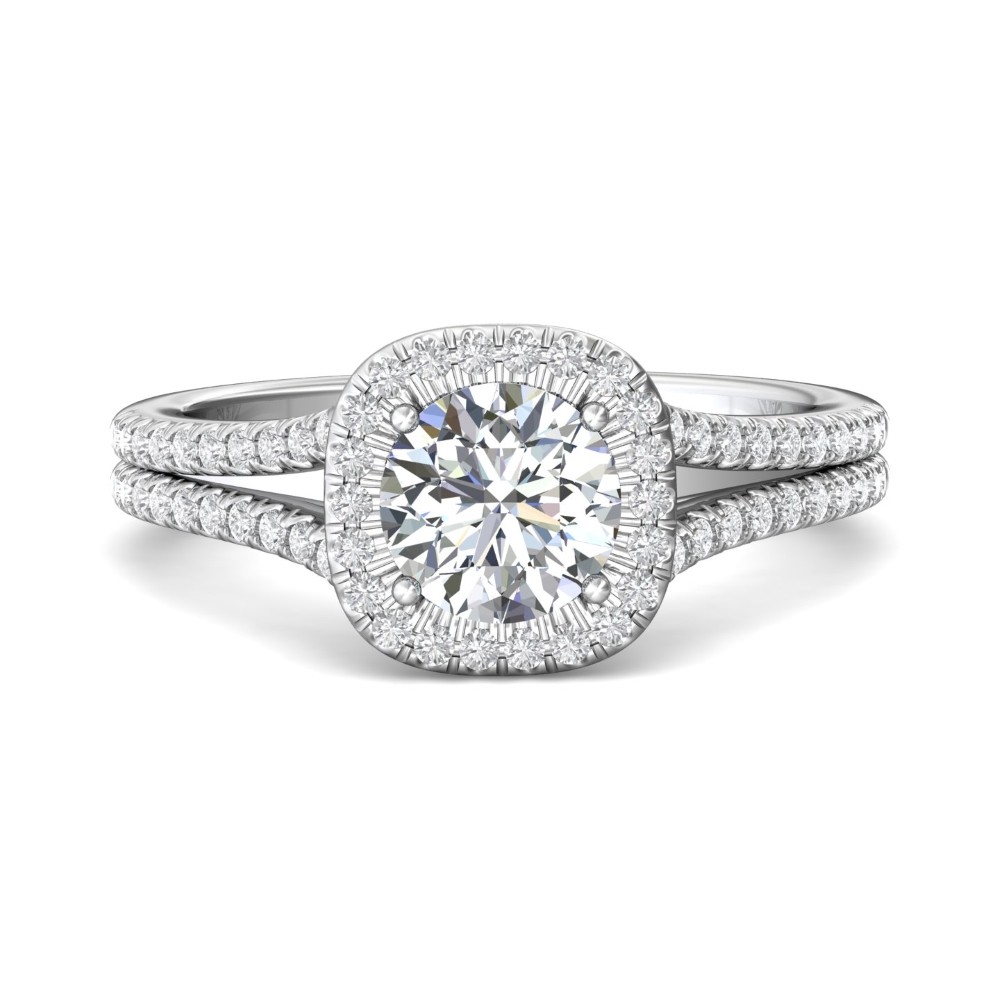 FlyerFit® 14K White Gold Split Shank Engagement Ring