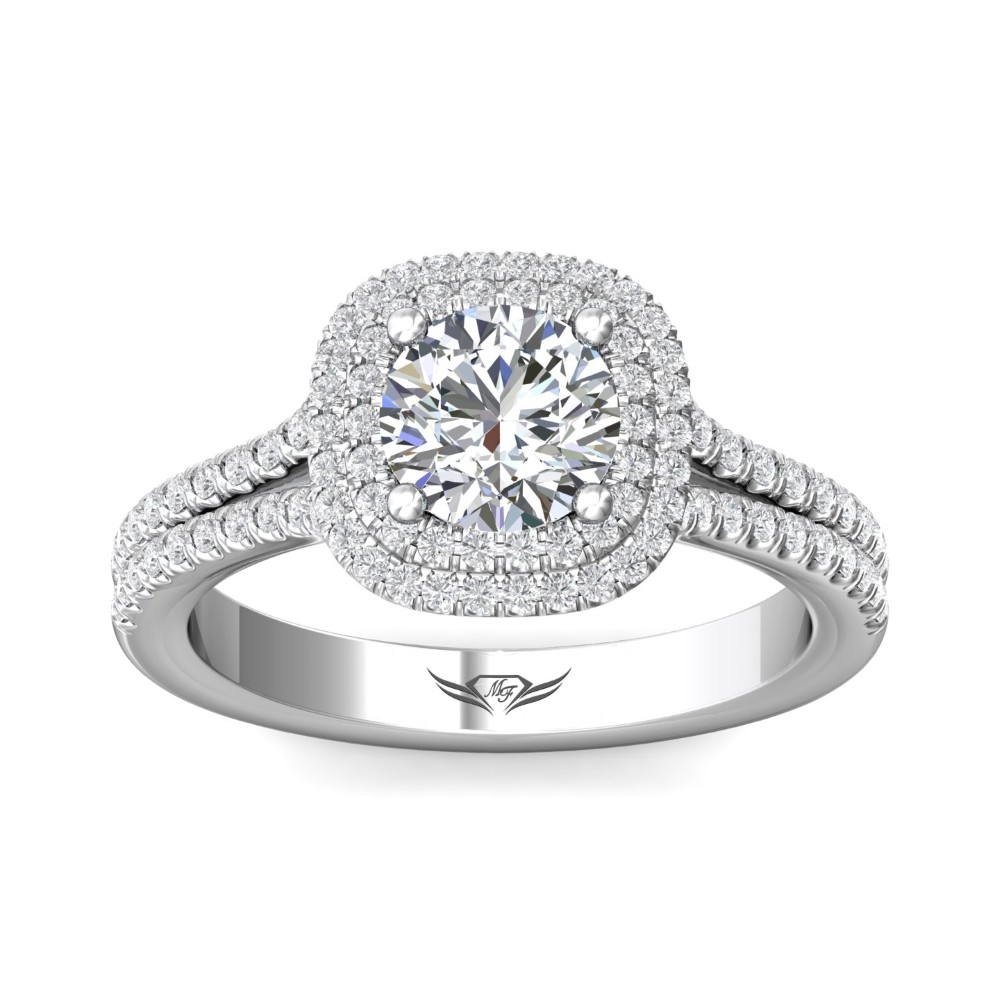 FlyerFit® 14K White Gold Split Shank Engagement Ring