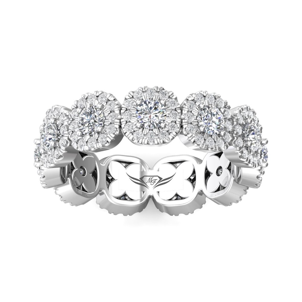 FlyerFit® 14K White Gold Micropave Cutdown Wedding Band
