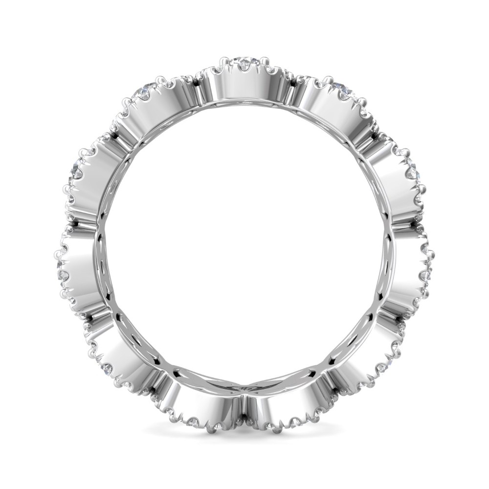 FlyerFit® 14K White Gold Micropave Cutdown Wedding Band